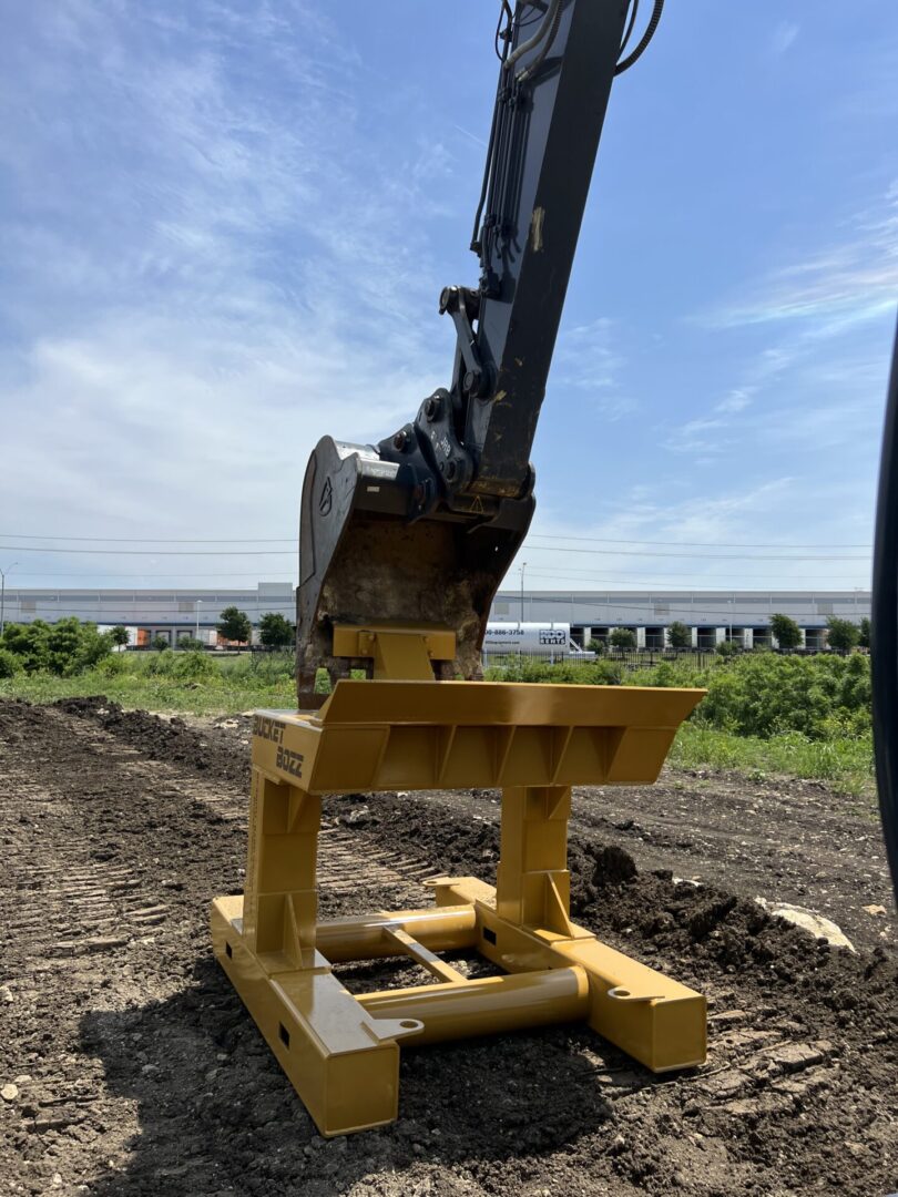 Excavator using Bucket Bozz Cleaning Tool